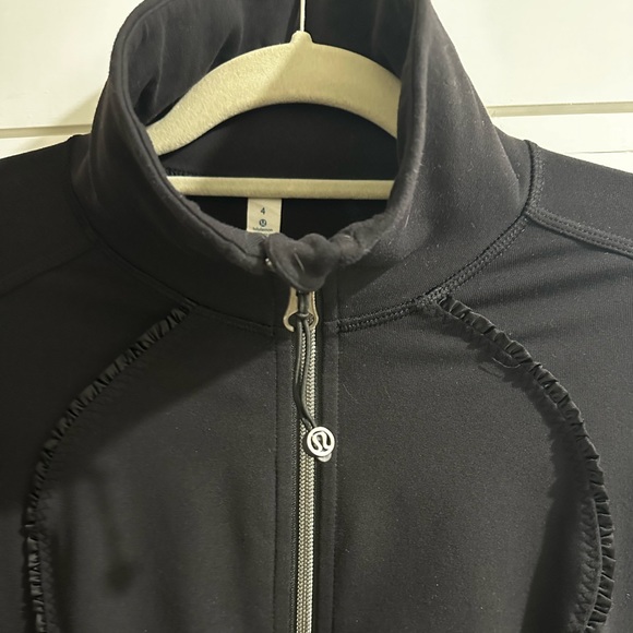 Lululemon Asana Jacket Black Full Zip Ruffle Trim Size 4 - Picture 4 of 13